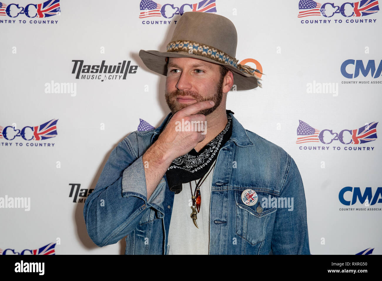Londres, Royaume-Uni. 10 Mar 2019. Blanc Drake pose backstage sur jour 3 de C2C : un pays à l'autre, à l'O2 Arena, le Crédit : Jason Richardson / Alamy Live News Banque D'Images