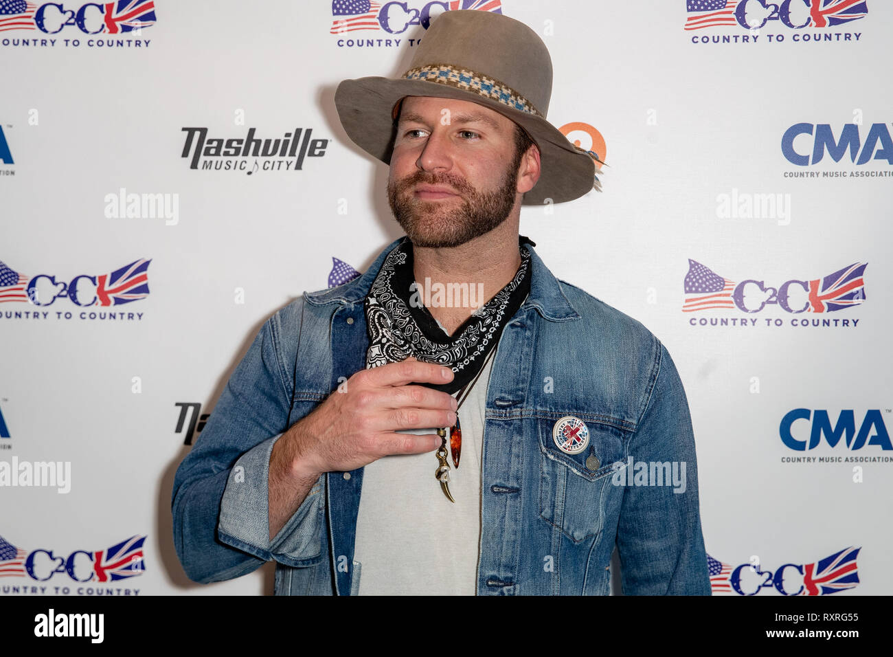 Londres, Royaume-Uni. 10 Mar 2019. Blanc Drake pose backstage sur jour 3 de C2C : un pays à l'autre, à l'O2 Arena, le Crédit : Jason Richardson / Alamy Live News Banque D'Images