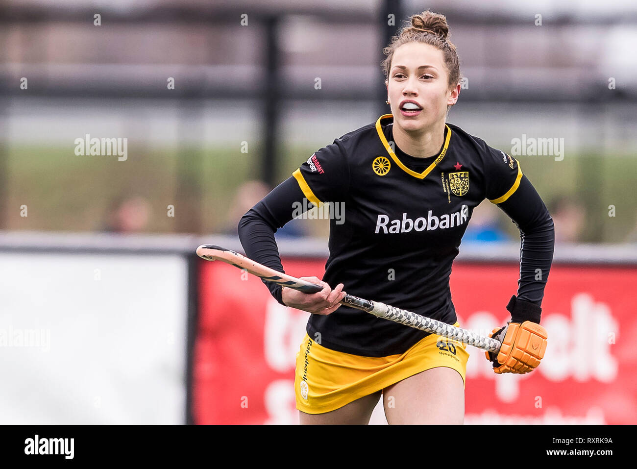 DEN BOSCH - 10-03-2019 HC, Den Bosch D1 - Hurley, 2018 / 2019 La saison de hockey. Hockeycomplex Oosterplas. Lenna Omrani pendant le match HC Den Bosch D1 - Hurley. Banque D'Images