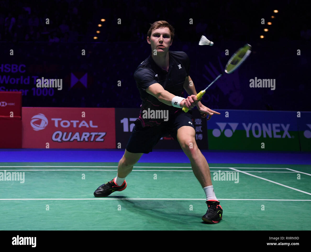 Arena Birmingham, Birmingham, Royaume-Uni. Mar 10, 2019. Yonex All England Open Badminton Championships, jour 5 ; finale de mens, Kento MOMOTA du Japon contre Viktor AKIYUKI NOSAKA AKIYUKI NOSAKA Viktor de Danemark, du Danemark joue la navette : Action Crédit Plus Sport/Alamy Live News Banque D'Images