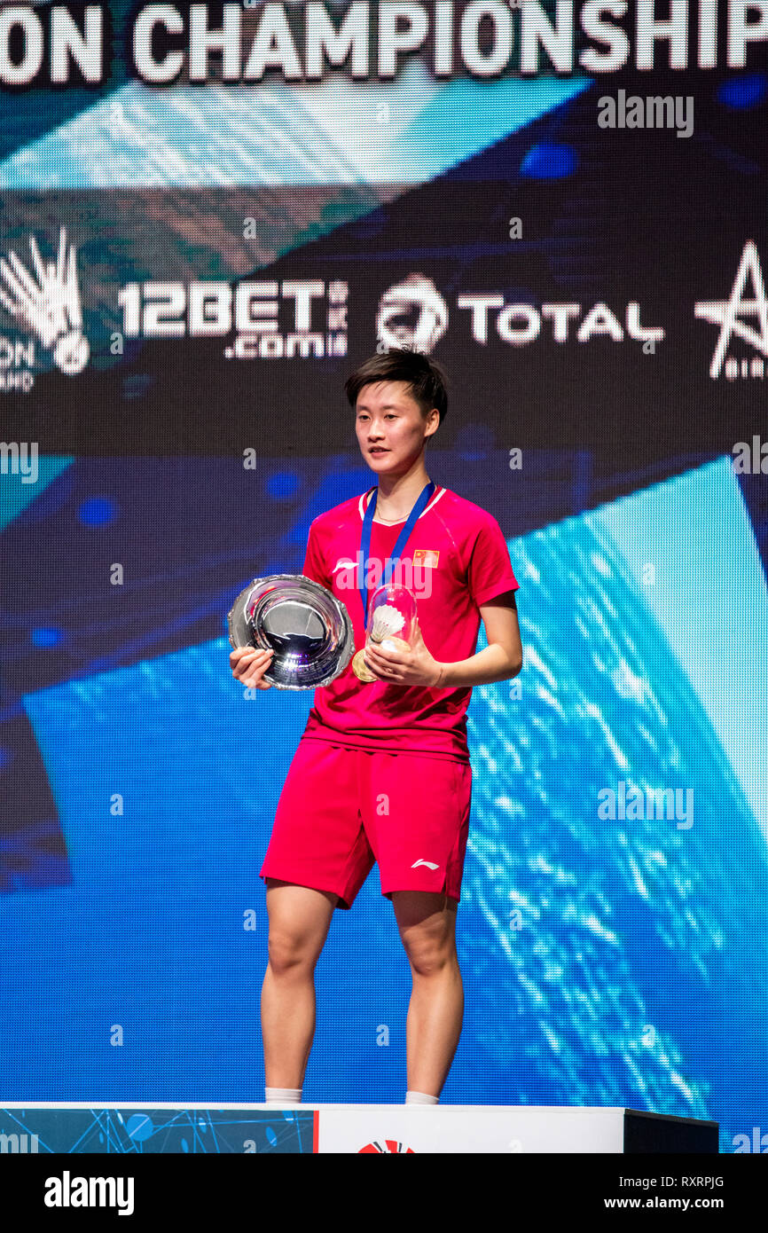 Birmingham, UK. 10 mars, 2019. YONEX ALL ENGLAND OPEN Badminton Championships 2019 womens des célibataires gagnant yuchi CHEN de Chine Crédit : PATRICK ANTHONISZ/Alamy Live News Banque D'Images