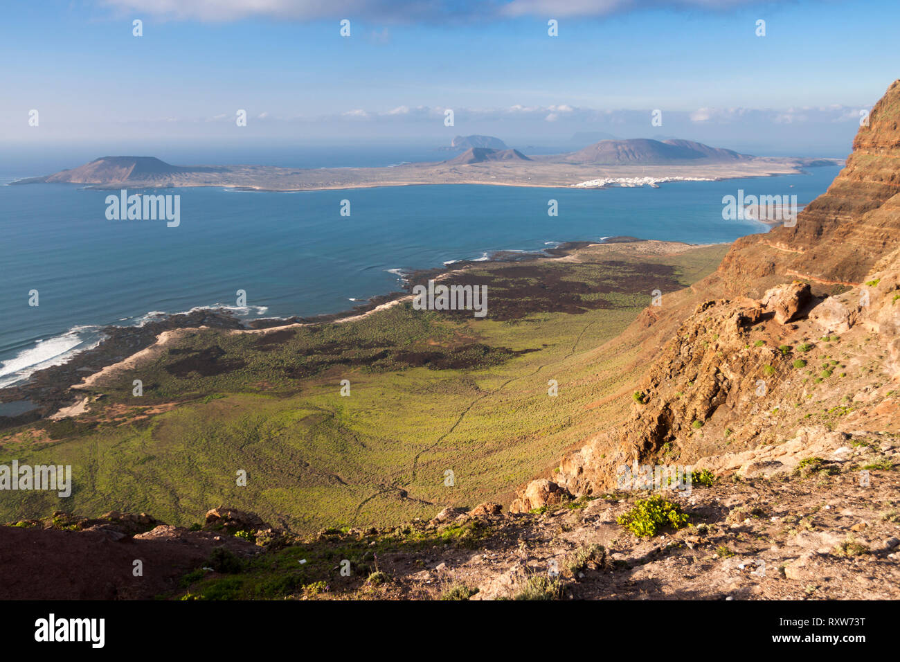 La Graciosa Island panorama. Mirador del Rio, Lanzarote. Espagne Banque D'Images