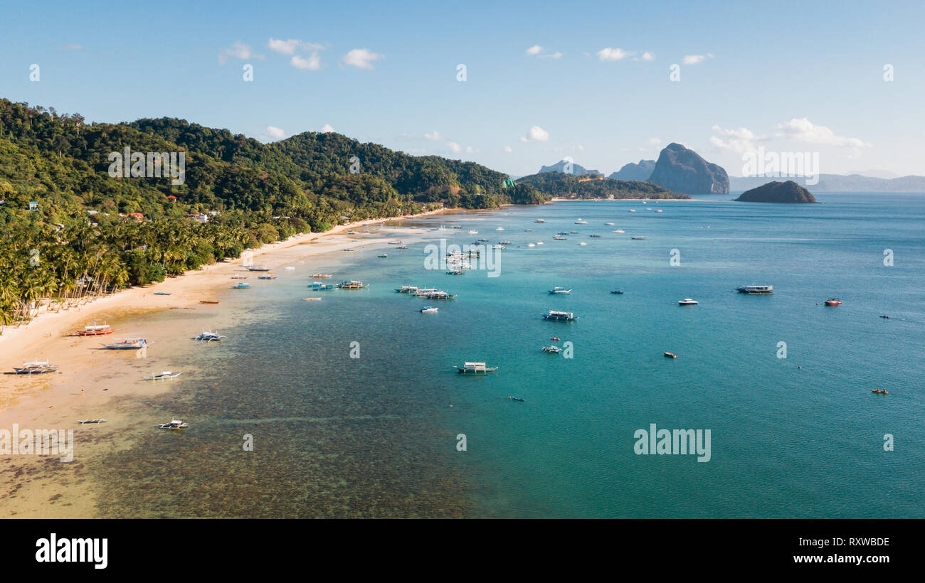 L'horizon de la plage d'El Nido, dans l'île de Palawan, Philippines Banque D'Images