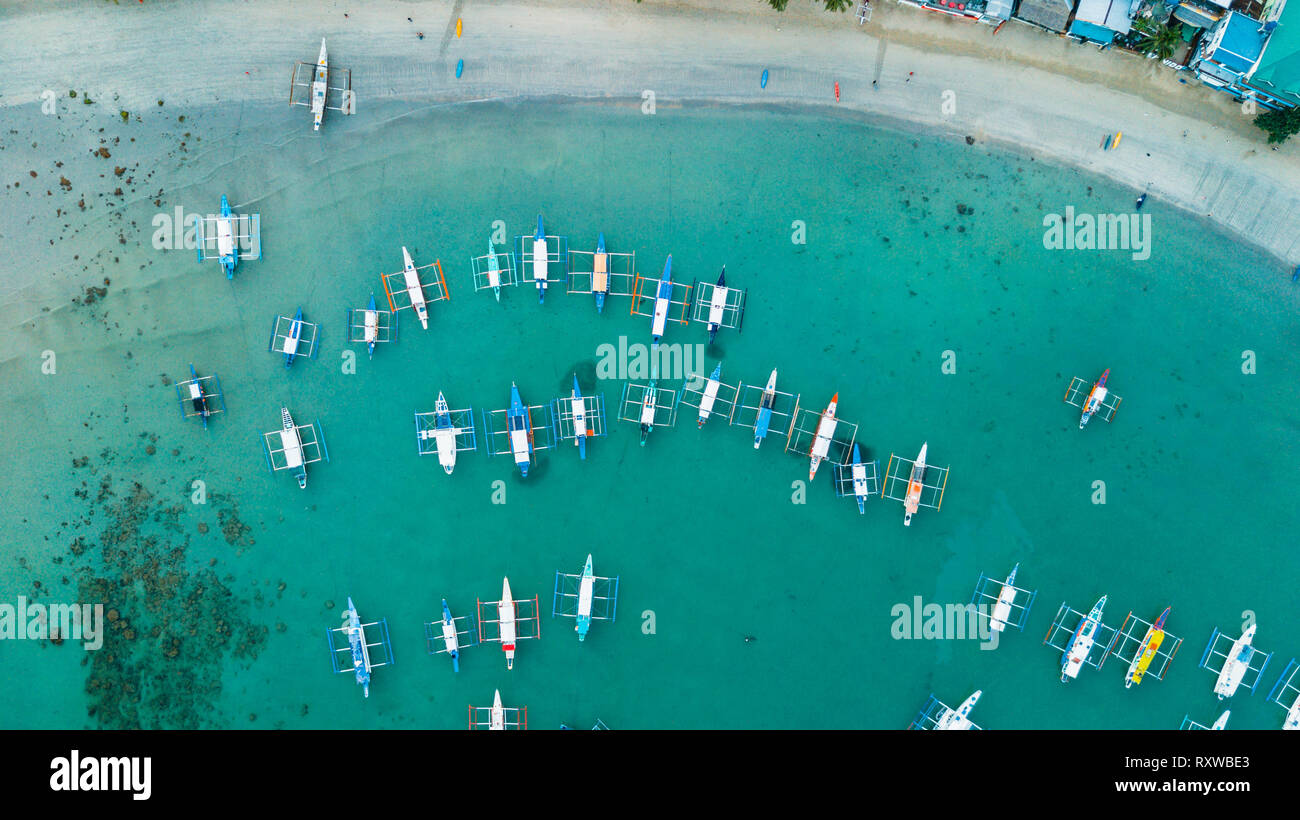 L'horizon de la plage d'El Nido, dans l'île de Palawan, Philippines Banque D'Images