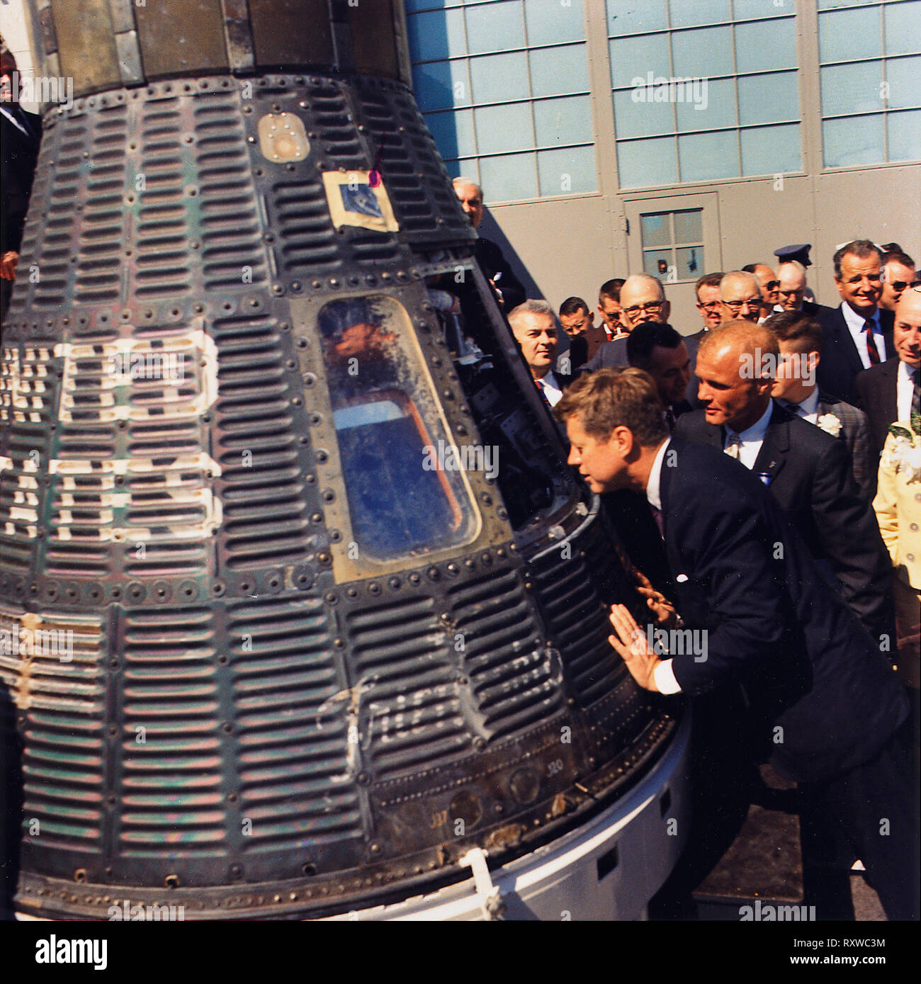 Inspecte JFK, capsule de mercure 23 Février 1962 Banque D'Images