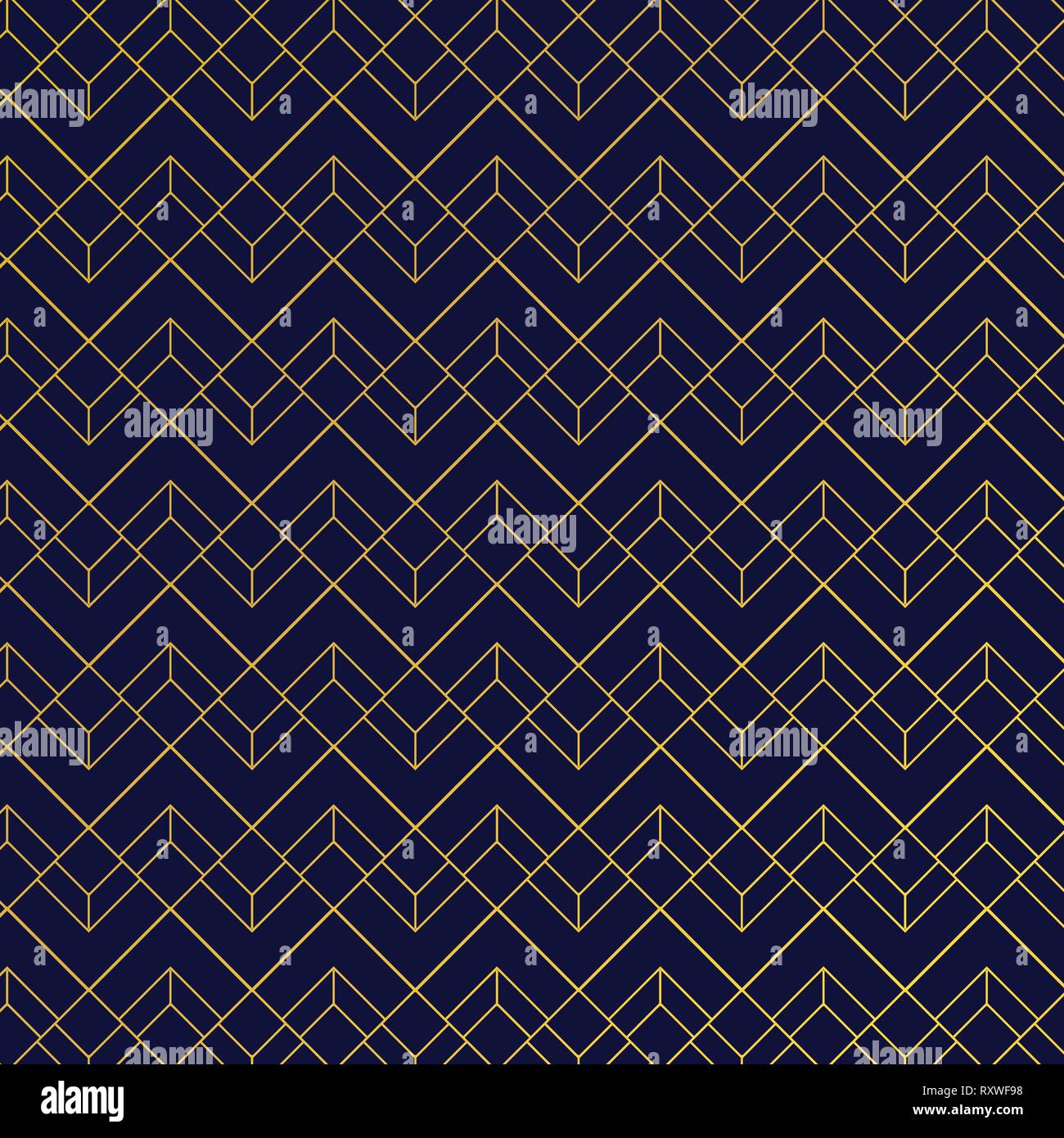 Motif géométrique avec des lignes d'or sur fond bleu foncé style art déco. Vector illustration Illustration de Vecteur