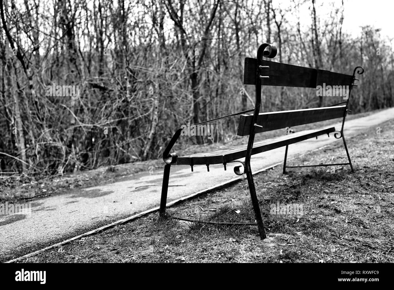 Coin public le long d'un sentier, dans le sud du Pays de Galles au cours de l'hiver Banque D'Images