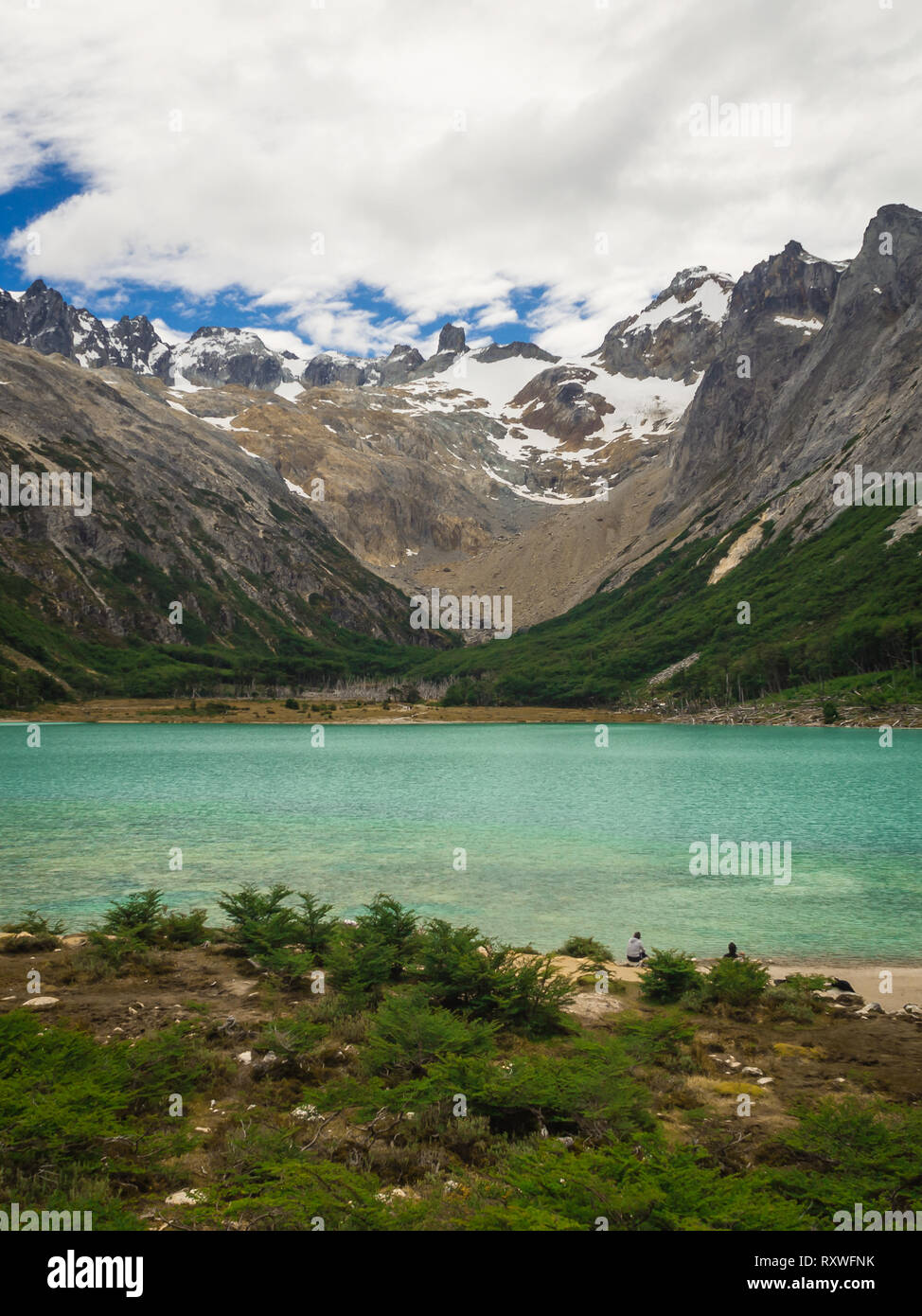 Laguna esmeralda la Patagonie argentine Ushuaia Tierra del Fuego, vue panoramique Banque D'Images