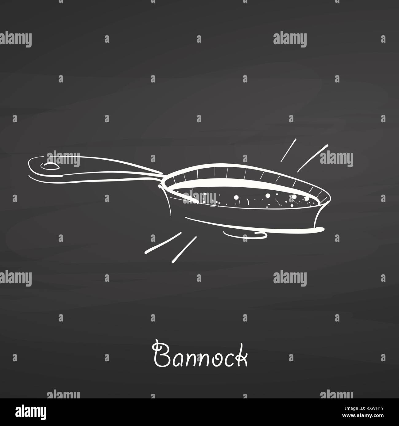 La nourriture du pain bannock esquisse sur tableau. Dessin vectoriel de pain plat, habituellement connu au Royaume-Uni, Ecosse. Illustration alimentaire série. Illustration de Vecteur