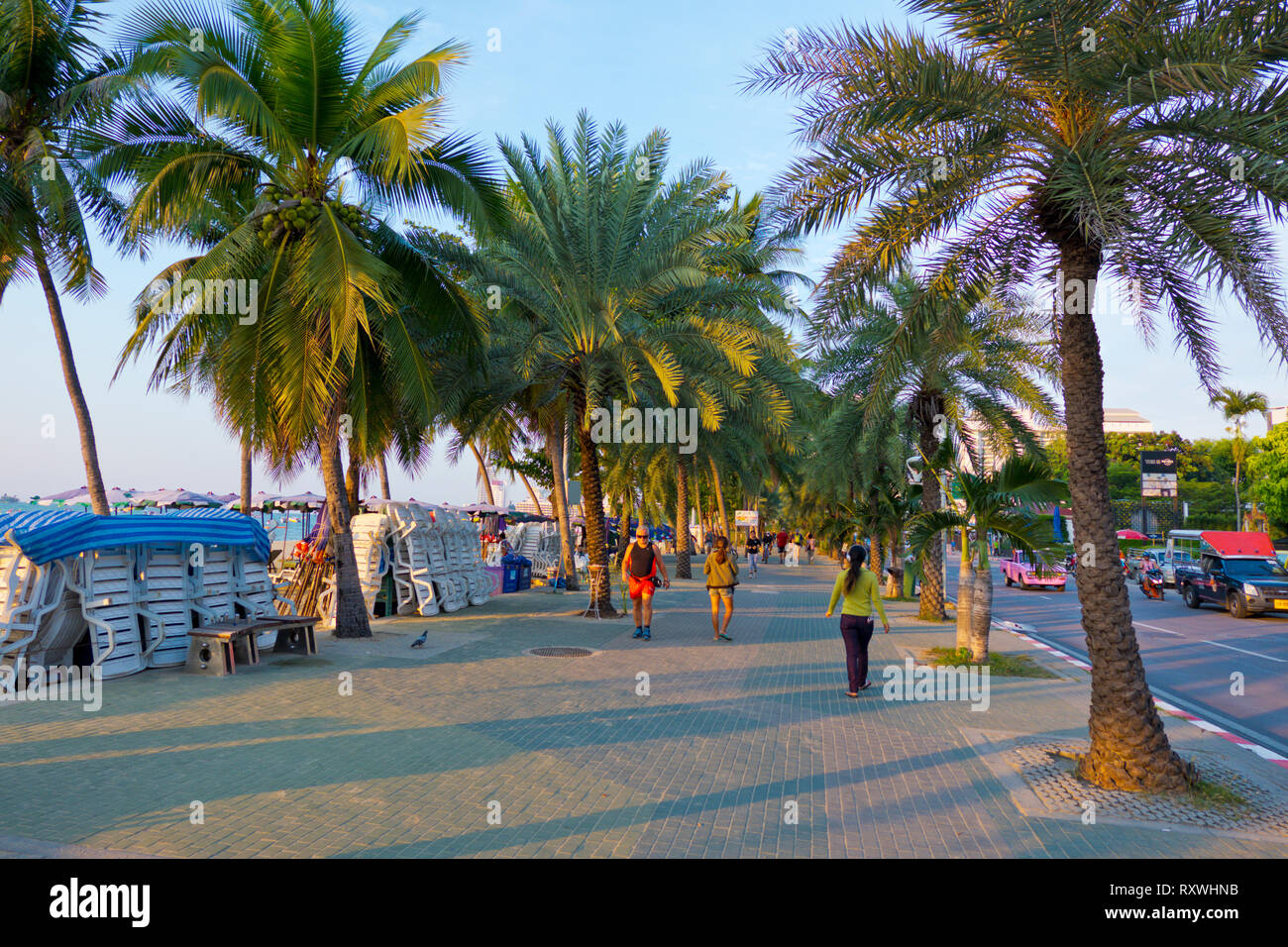 Promenade de la plage, Pattaya, Thaïlande Banque D'Images