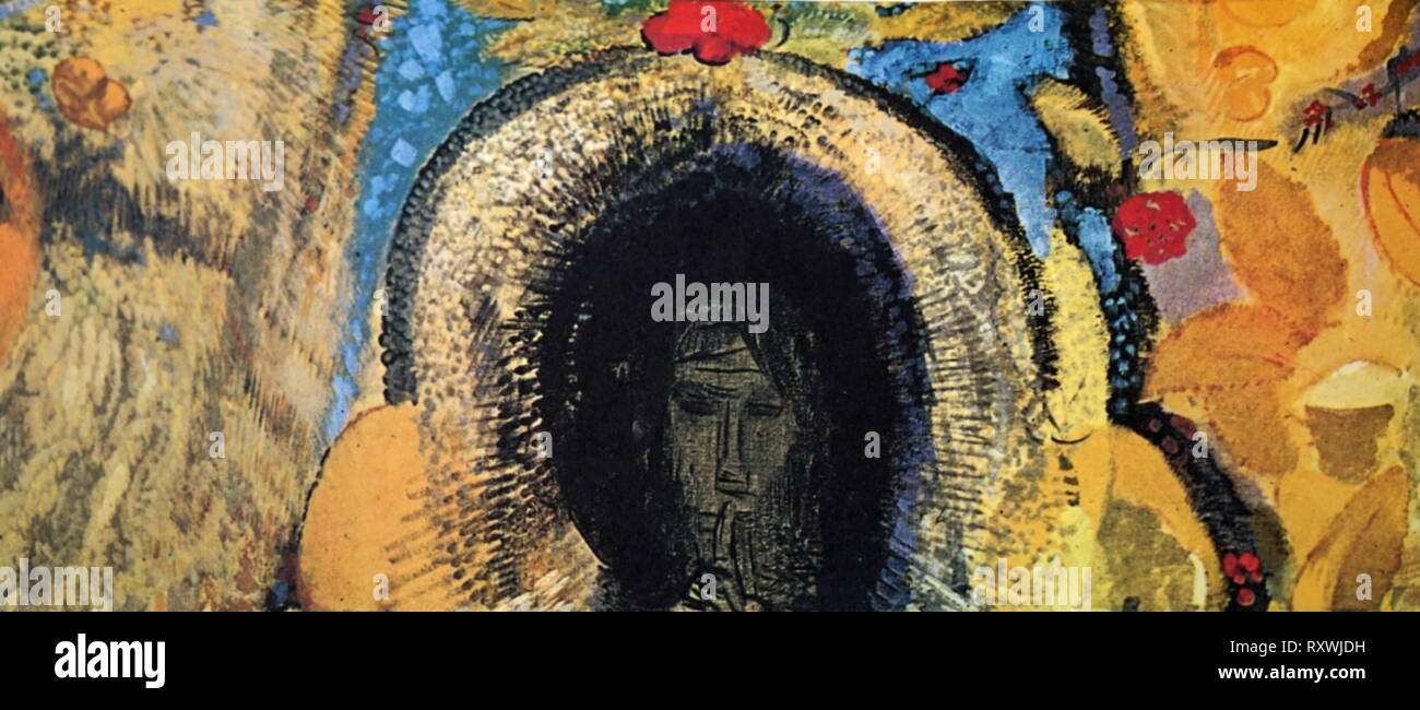 Odilon Redon. "Le Silence", 1910-1911. Le décor de la bibliothèque de l'abbaye de Fontfroide, commisioned par Gustave Fayet. Odilon Redon (1840 - 6 juillet 1916), peintre symboliste Français Banque D'Images