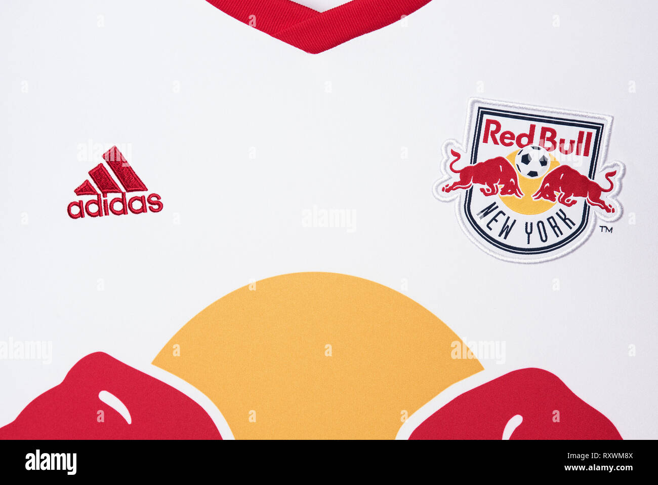 Close up of New York Red Bull New Jersey. Banque D'Images