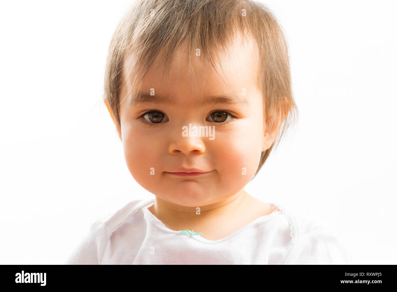 Gros plan d'une petite fille de 1 ans Banque D'Images