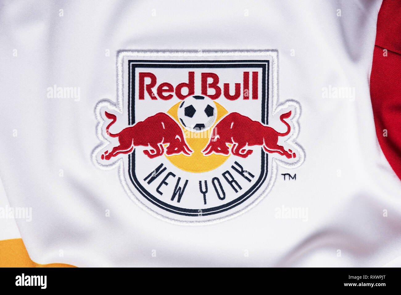 Close up of Red Bull New York Accueil New Jersey. Banque D'Images