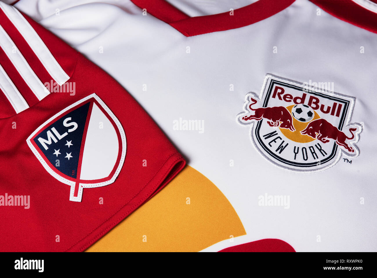 Close up of Red Bull New York Accueil New Jersey. Banque D'Images