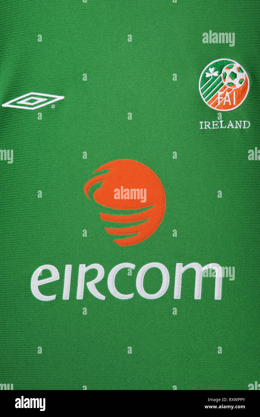 Close up de République d'Irlande de la Coupe du Monde FIFA 2002 kit. Banque D'Images