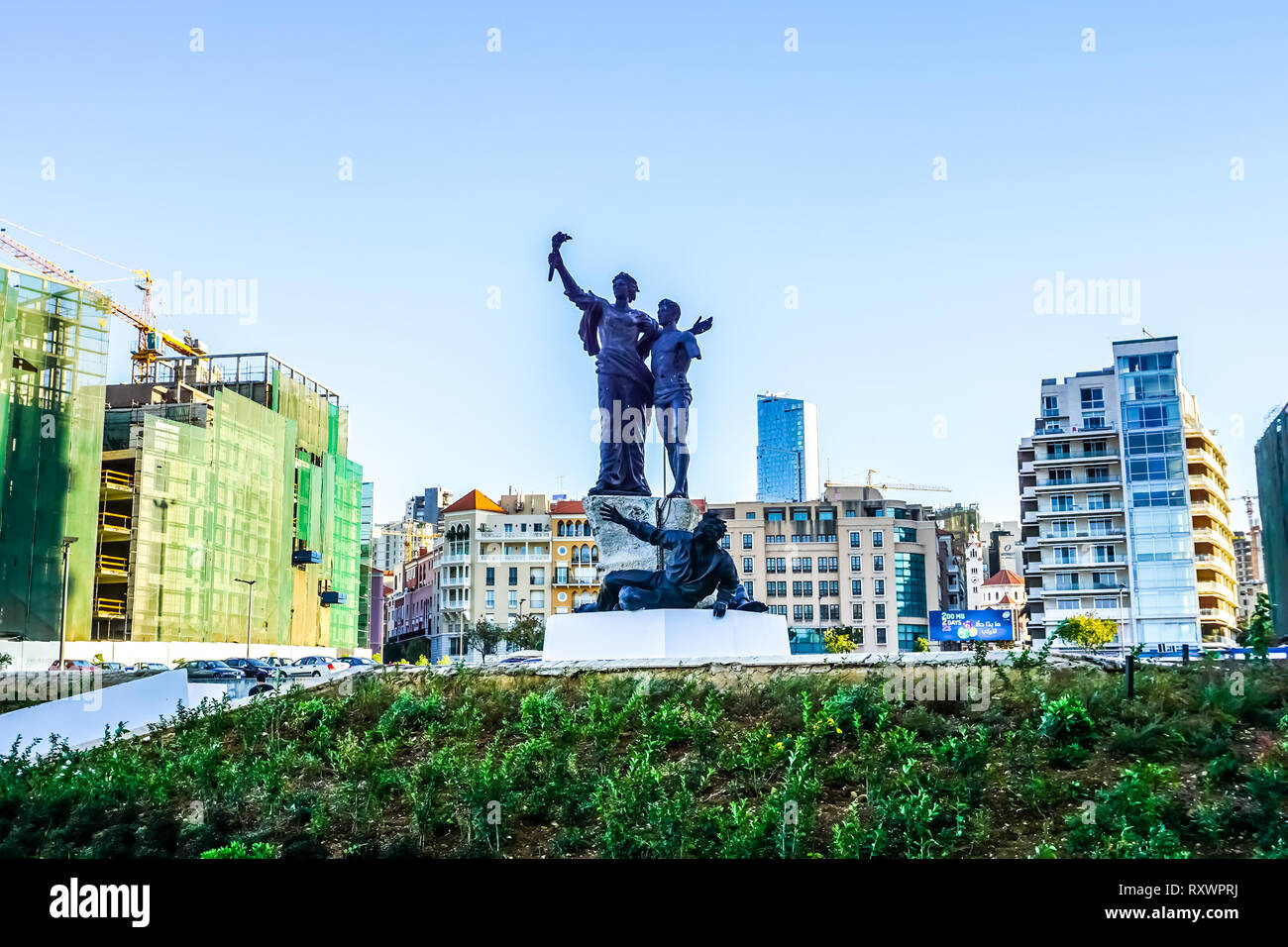 Beyrouth Martyrs Statue Monument Mémorial nationalistes exécutés au cours de la domination ottomane Banque D'Images