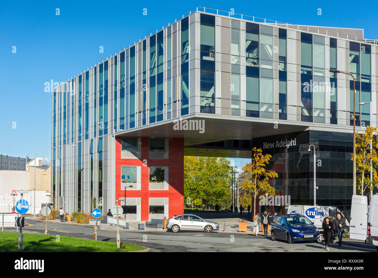 Le nouveau bâtiment d'Adelphi (Arch. Stride Treglown, 2016) , l'Université de Salford, Salford, Manchester, Angleterre, Royaume-Uni. Aussi appelé la porte du bâtiment. Banque D'Images