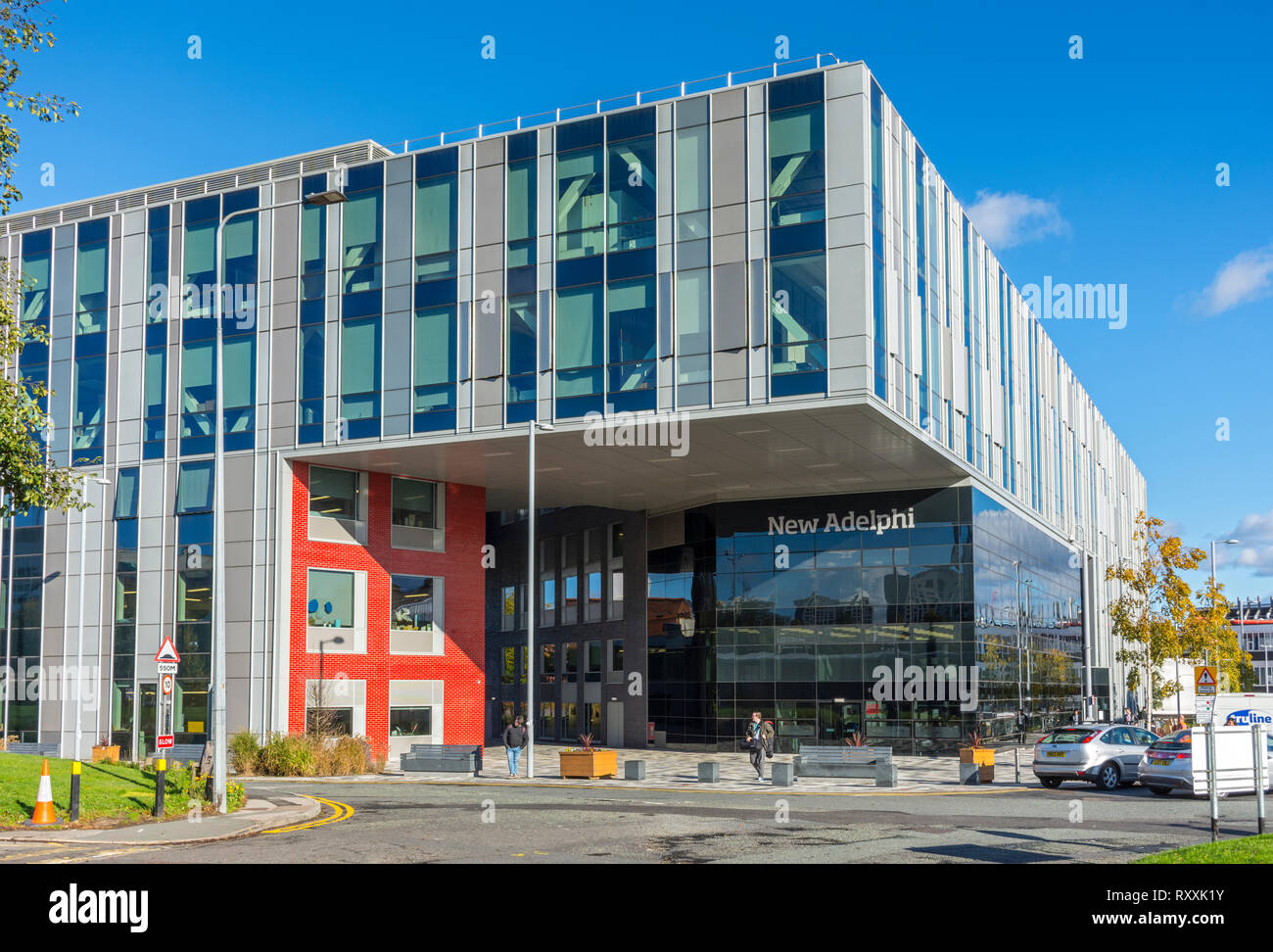 Le nouveau bâtiment d'Adelphi (Arch. Stride Treglown, 2016) , l'Université de Salford, Salford, Manchester, Angleterre, Royaume-Uni. Aussi appelé la porte du bâtiment. Banque D'Images