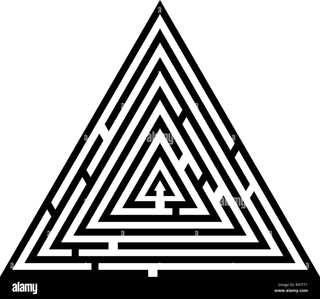 Labyrinthe Labyrinthe Labyrinthe triangulaire énigme énigme icon noir vector illustration couleur style plat simple image Illustration de Vecteur