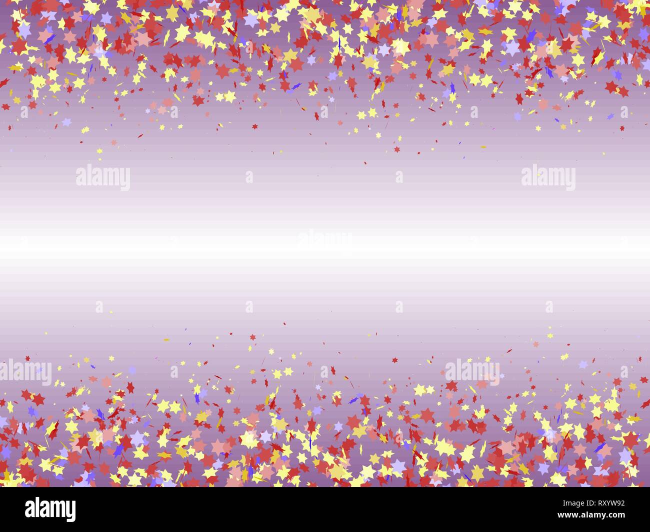 Arrière-plan de fête confettis multicolores en haut et en bas. Étoiles multicolores. Vector illustration Illustration de Vecteur