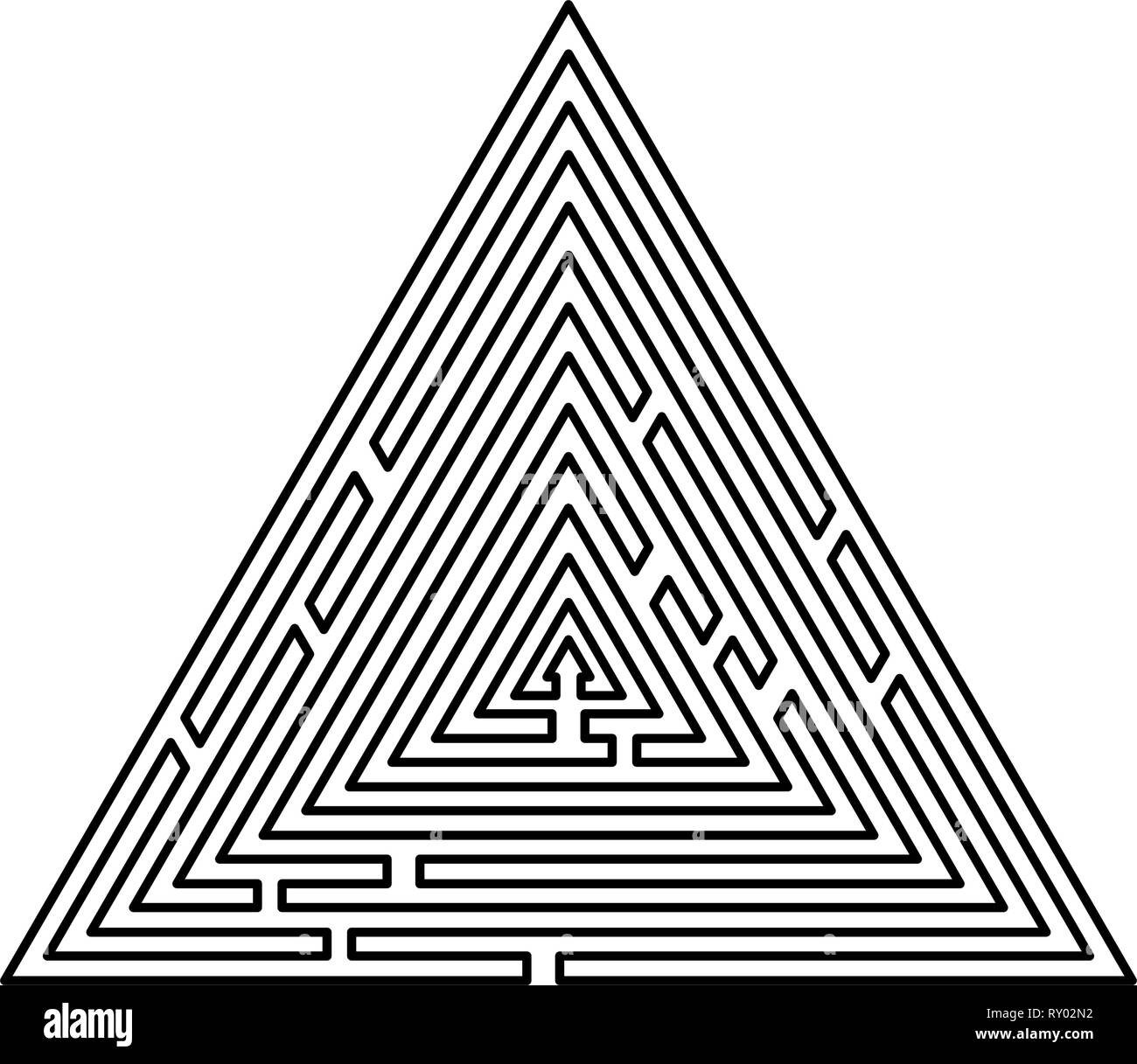 Labyrinthe Labyrinthe Labyrinthe triangulaire énigme énigme icon noir couleur contours vector illustration image style plat Illustration de Vecteur
