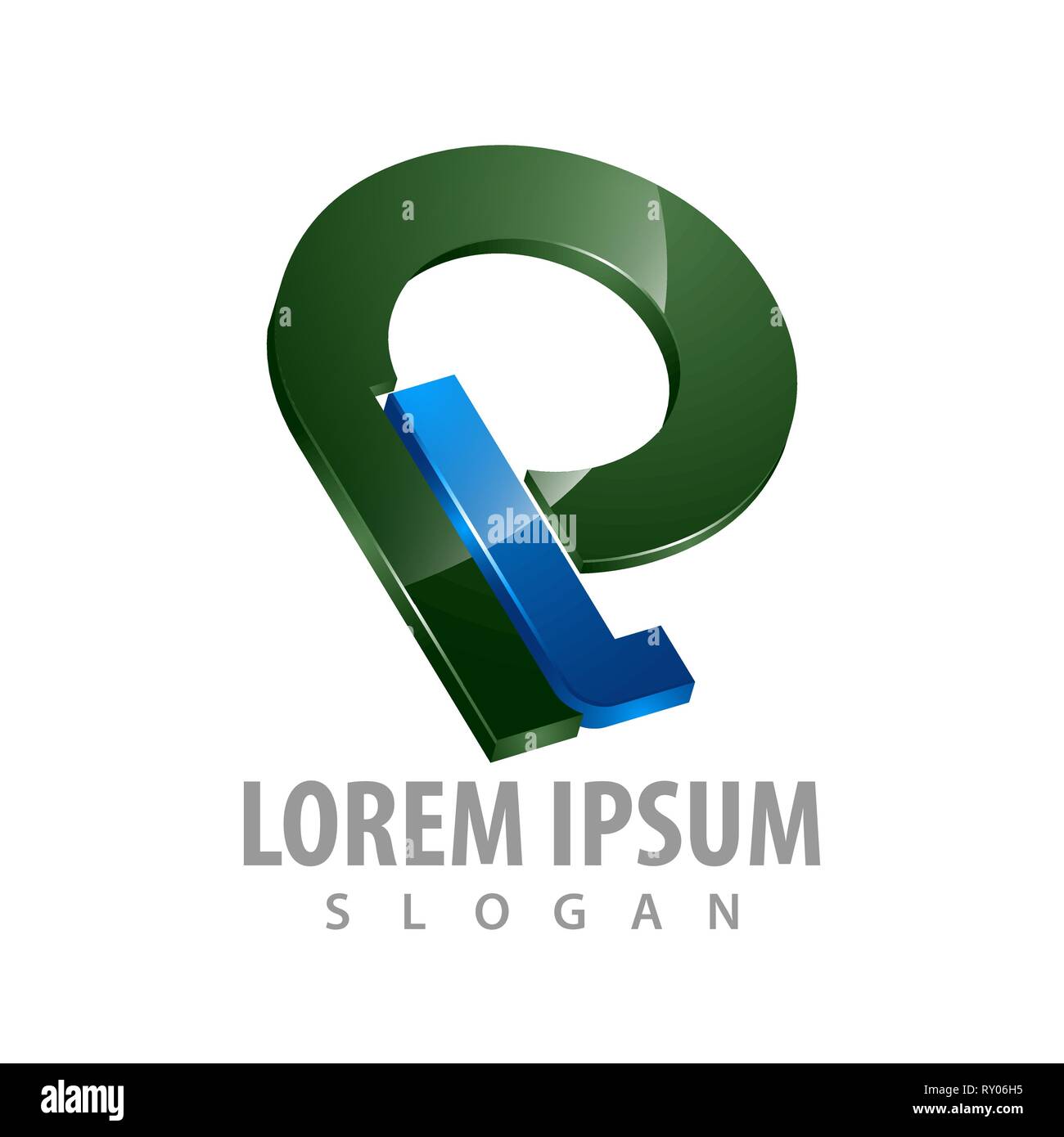 Lettre initiale 3D logo PL concept design. L'élément de modèle graphique symbole Illustration de Vecteur