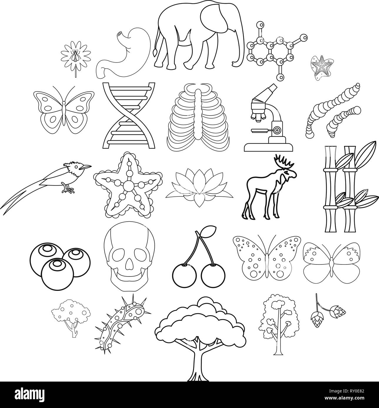 Icons set organique style du contour, Illustration de Vecteur