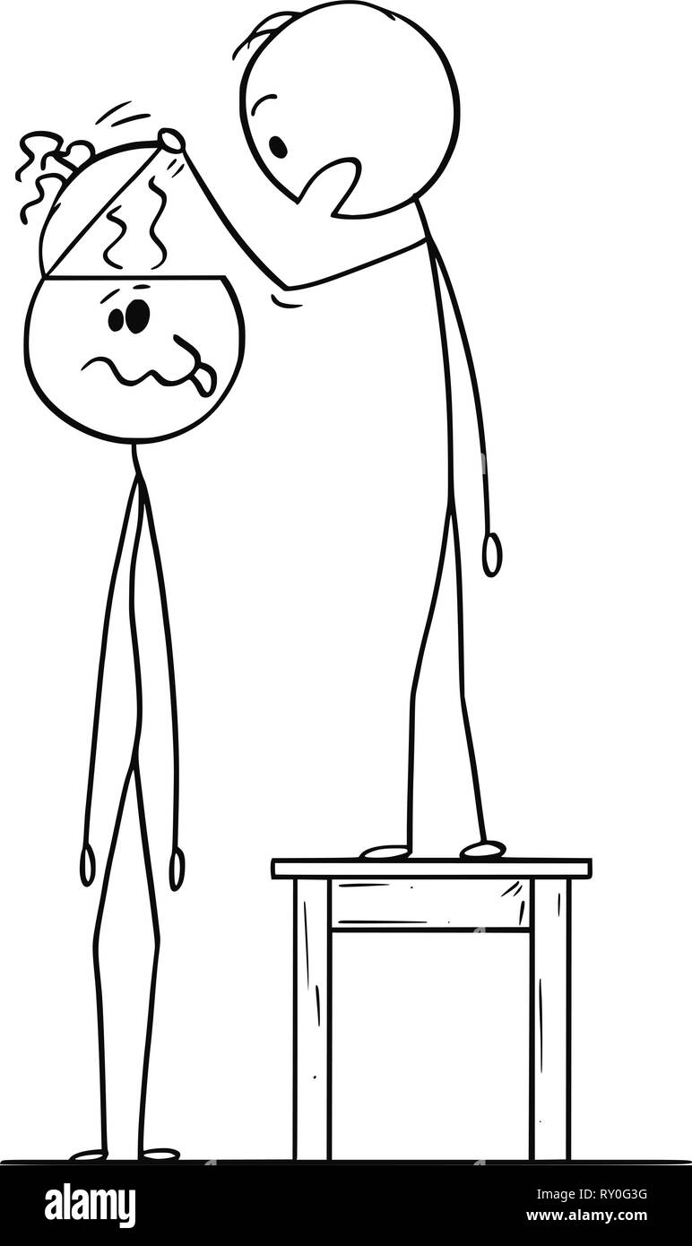 Caricature de l'homme à la tête vide dans de folles ou de l'homme sans cerveau terne Illustration de Vecteur