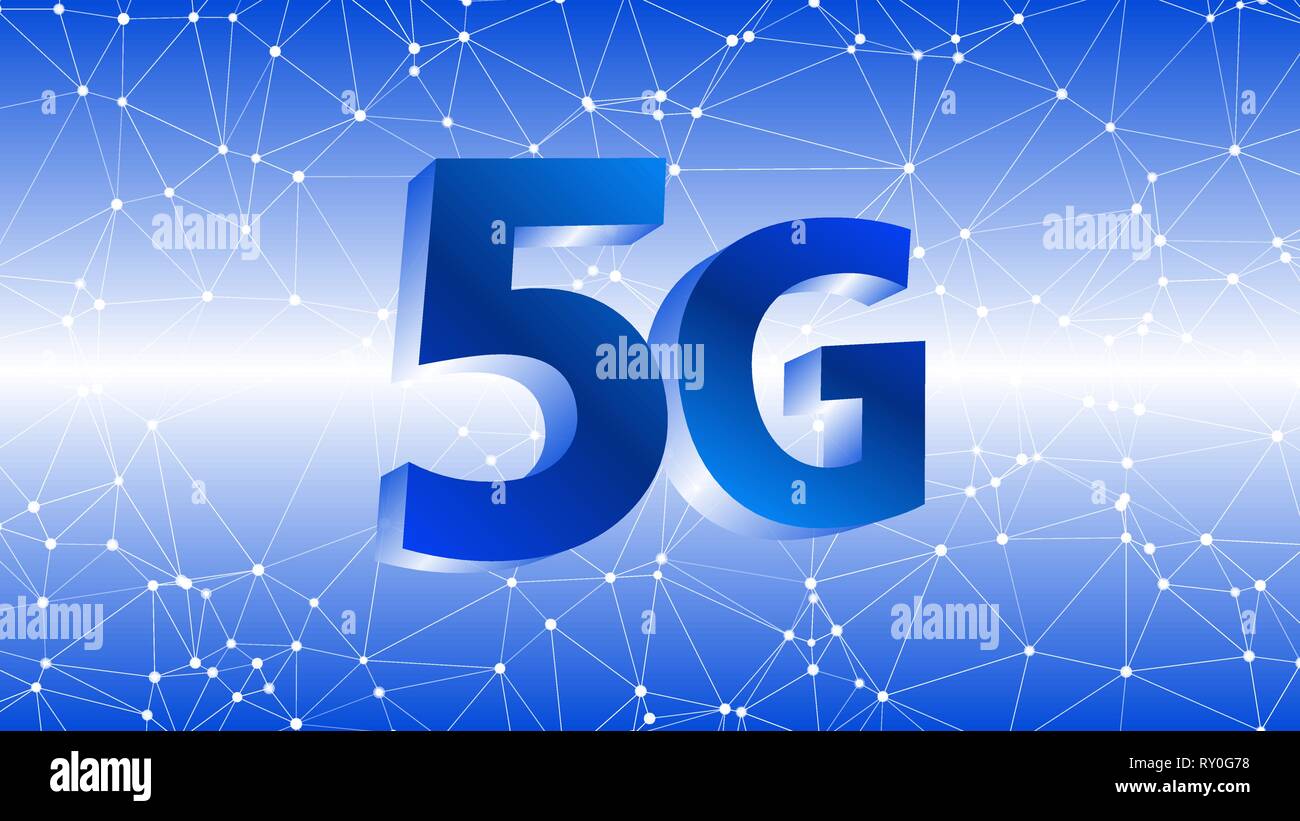 5e génération dans l'industrie mobile, l'icône 3d de la technologie 5G Illustration de Vecteur