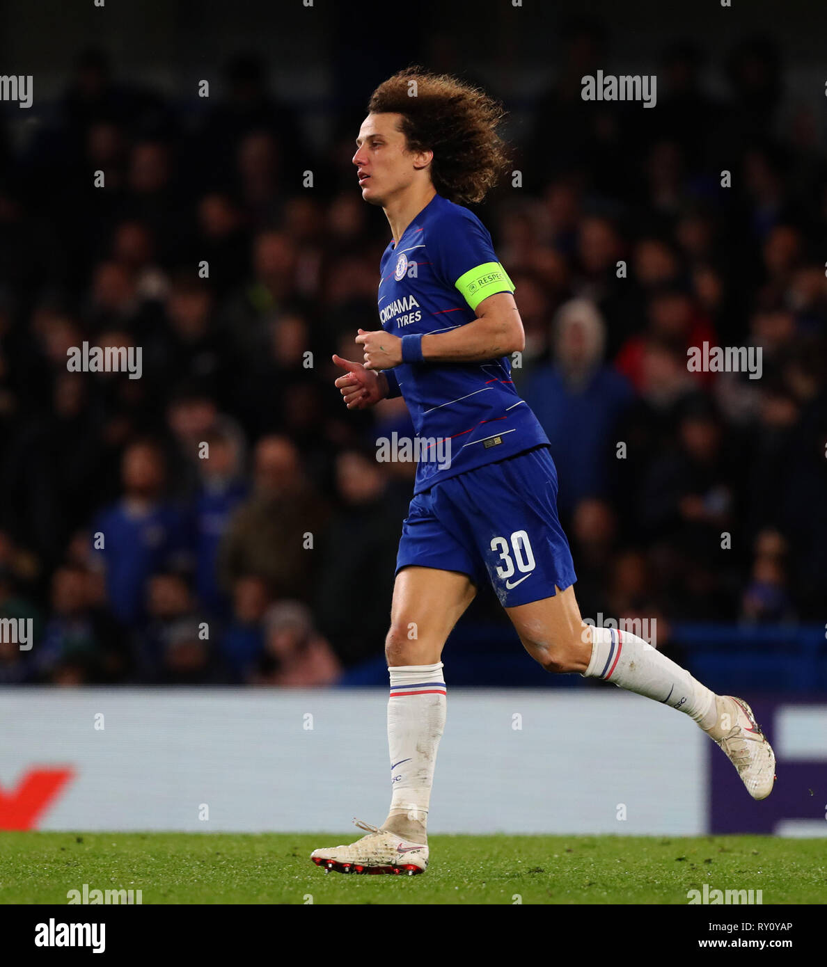Londres, ANGLETERRE - 7 mars 2019 : David Luiz de Chelseaduring l'Europa League match entre Chelsea et Dynamo Kiev à Stamford Bridge. Banque D'Images