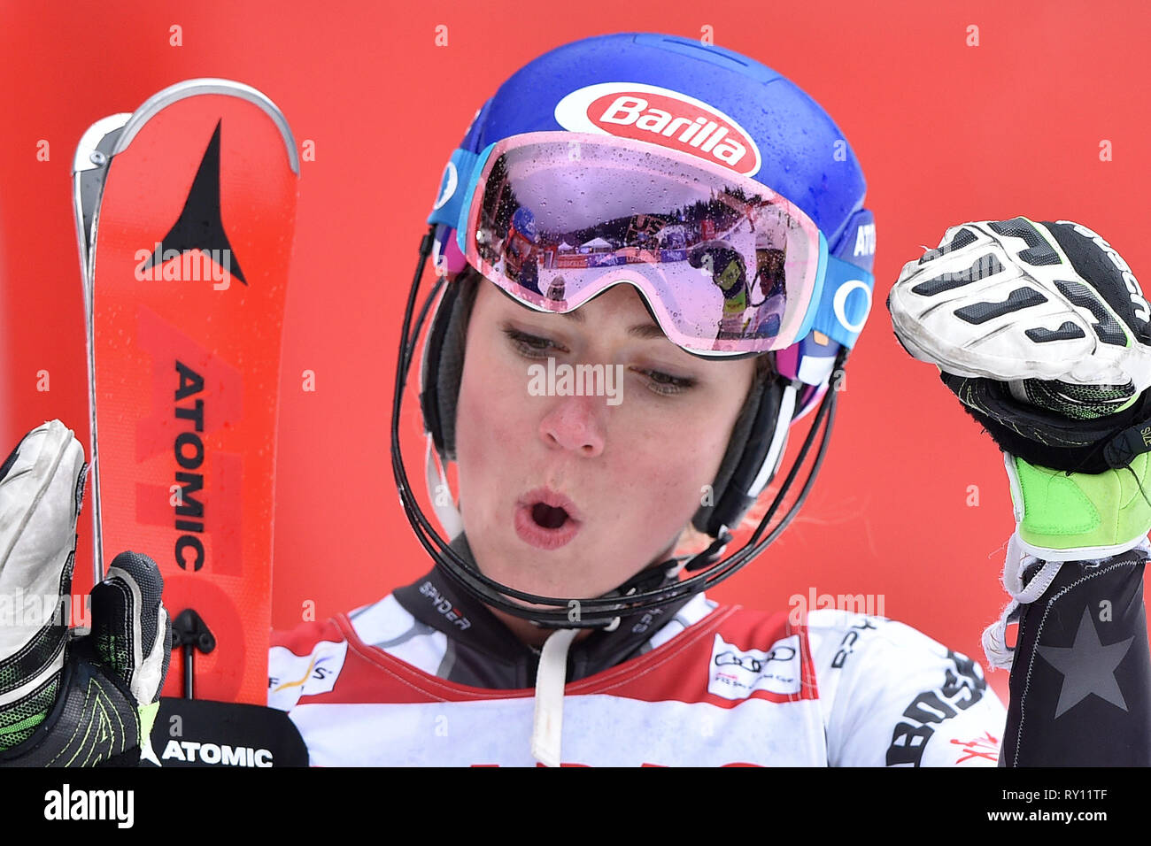US Mikaela Shiffrin a remporté la Coupe du Monde de ski alpin (slalom femmes) à Spindleruv Mlyn, République tchèque, le 9 mars 2019. (Photo/CTK Radek Petrasek) Banque D'Images
