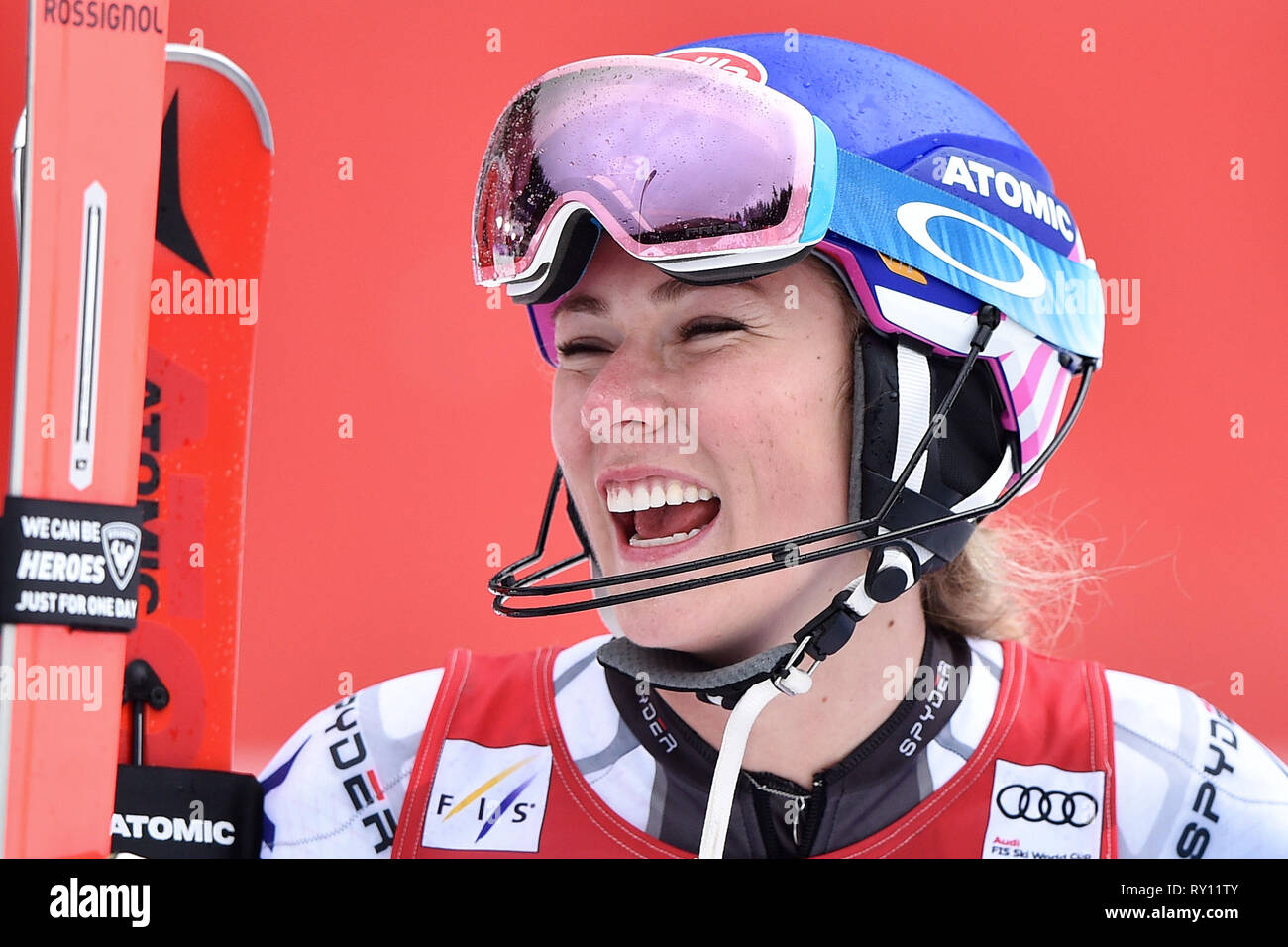 US Mikaela Shiffrin a remporté la Coupe du Monde de ski alpin (slalom femmes) à Spindleruv Mlyn, République tchèque, le 9 mars 2019. (Photo/CTK Radek Petrasek) Banque D'Images