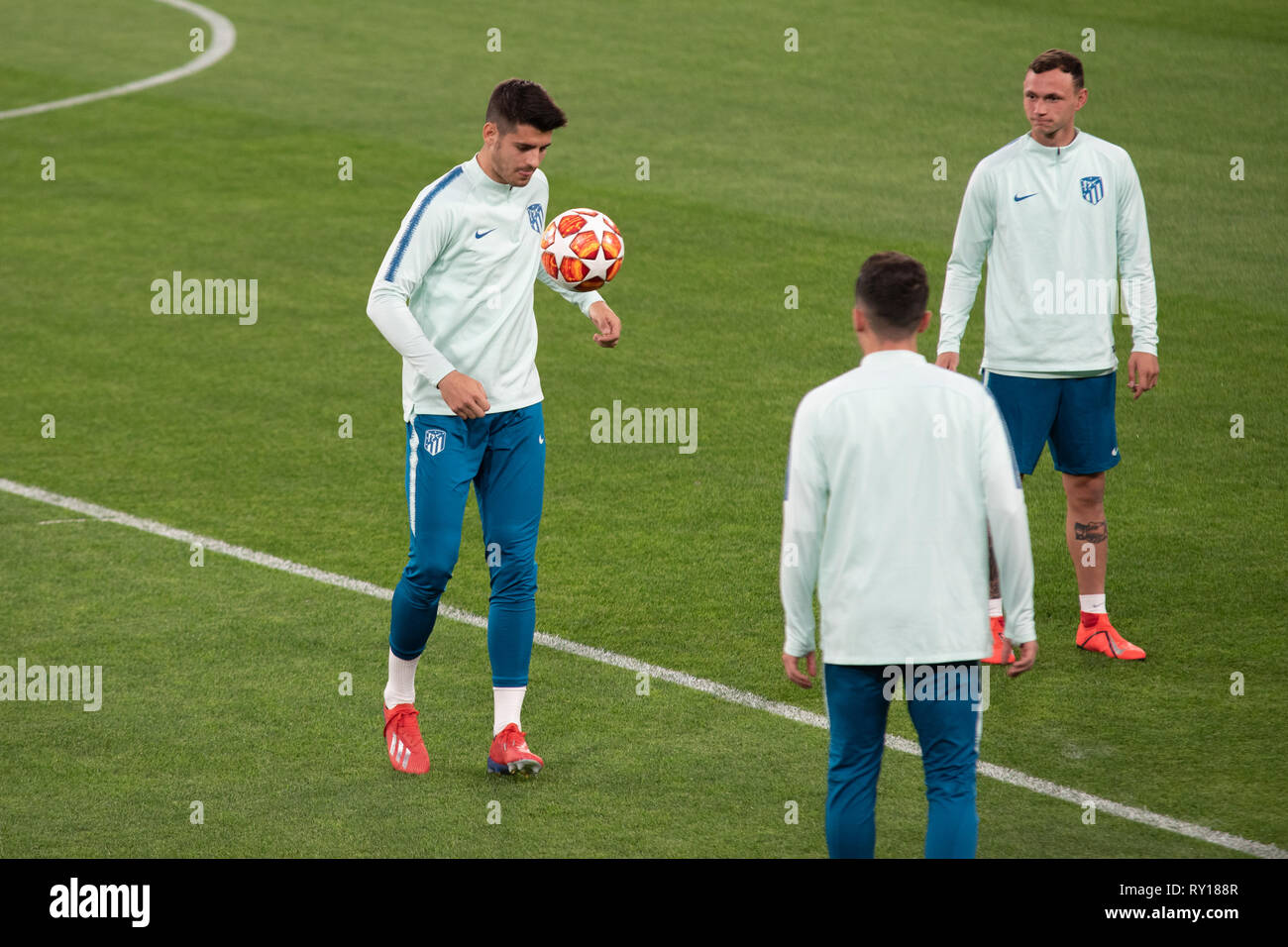 Turin, Italie. Mar 11, 2019. Alvaro Morata durant la séance de formation de l'Atletico Madrid avant le match de la Ligue des Champions Juventus vs Atletico Madrid, Italie, Turin à l'Alianz Stadium, Crédit : Alberto Gandolfo/Alamy Live News Banque D'Images