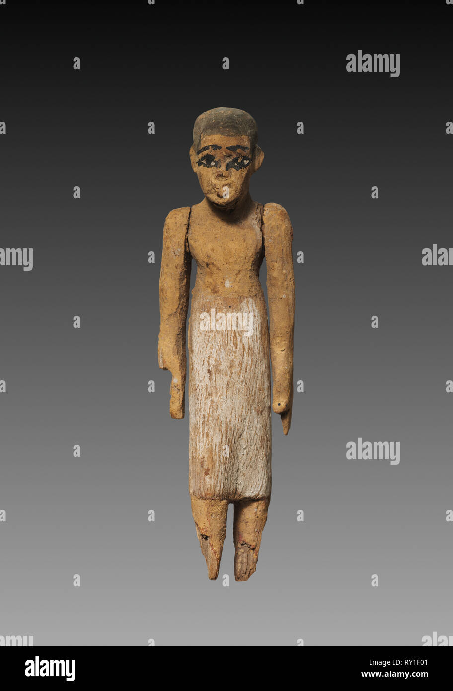 La figure de modèle d'un homme, peut-être un bateau accompagnateur, 2040-1648 BC. Peut-être l'Égypte, Meir, Moyen Empire, 2040-1648 avant JC. Sycamore fig peinte ; Total : 11 x 3 x 2,1 cm (4 5/16 x 1 3/16 x 13/16 in Banque D'Images