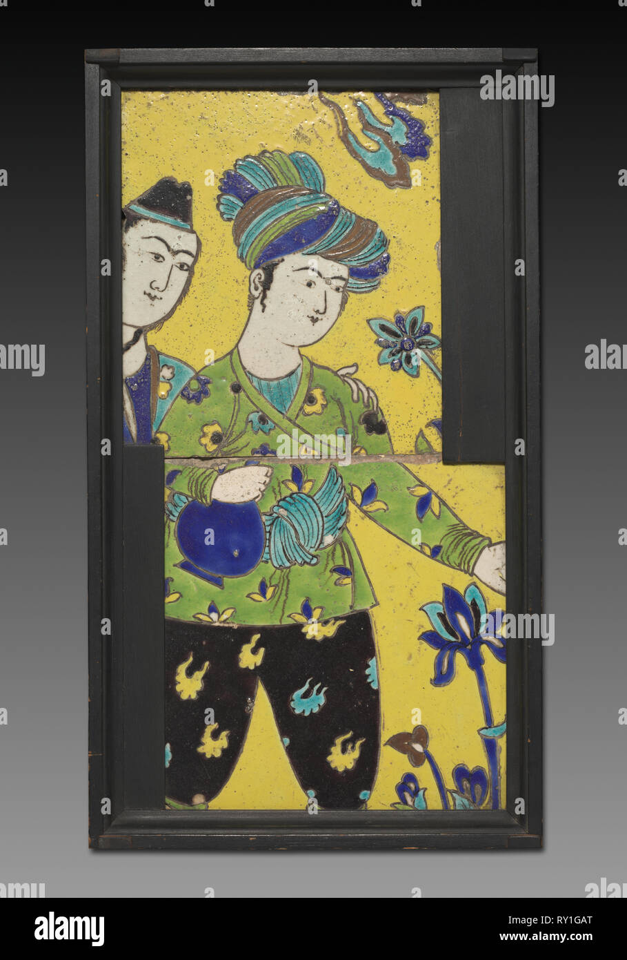 Carreau de mur, 17e siècle. L'Iran, Ispahan, période safavide. Cuerda seca, faïence technique ; total : 44,5 x 23,5 cm (17 1/2 x 9 1/4 in Banque D'Images
