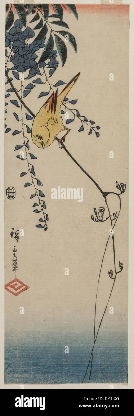 Secteur de l'agriculture et de glycine, milieu des années 1840. Ando Hiroshige (1797-1858), Japonais. Gravure sur bois en couleur ; total : 33,7 x 11,5 cm (13 1/4 x 4 1/2 in Banque D'Images