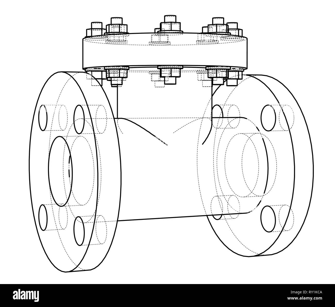 Vanne industrielle contour. Le rendu 3D de vecteur Illustration de Vecteur