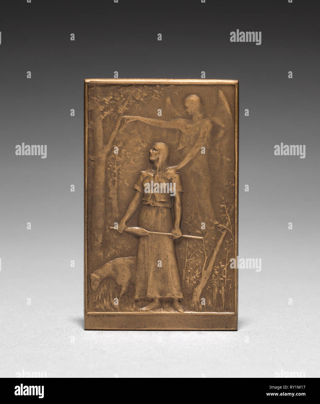 Médaillon : Jeanne d'Arc (avers). Daniel Dupuis (Français, 1819-1899). Bronze ; total : 6,7 x 4,2 cm (2 5/8 x 1 5/8 po Banque D'Images Médaillon : Jeanne d'Arc (avers). Daniel Dupuis (Français, 1819-1899). Bronze ; total : 6,7 x 4,2 cm (2 5/8 x 1 5/8 po Banque D'Images