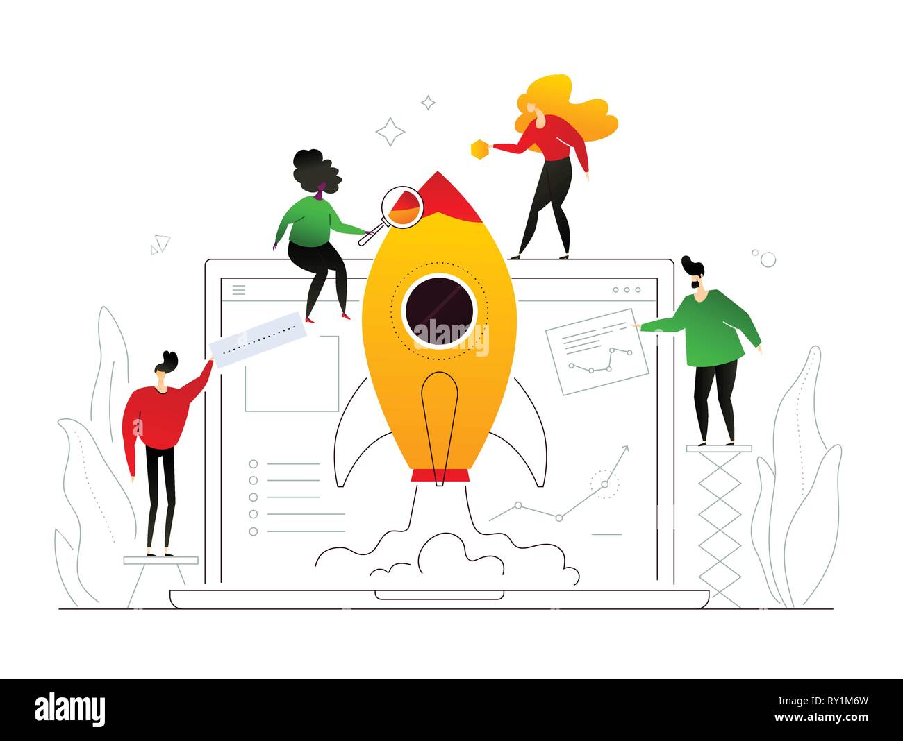 - Démarrage télévision moderne de style design illustration colorée Illustration de Vecteur