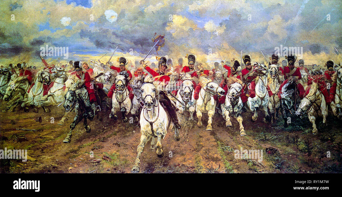 L'Ecosse pour toujours !, Bataille de Waterloo, 1881 Peinture par Elizabeth Thomson (Lady Butler) Banque D'Images