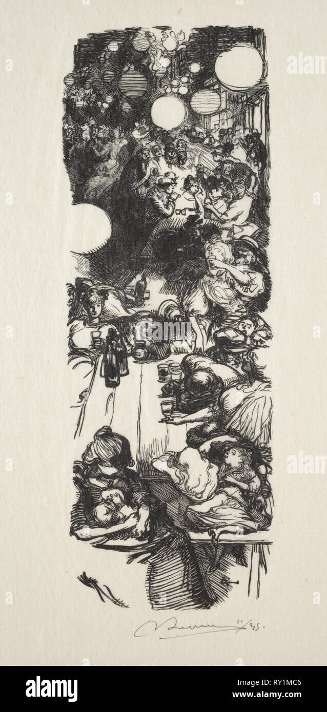 Juillet 14, rue de Belleville, minuit. Louis Auguste Lepère (Français, 1849-1918). La gravure sur bois Banque D'Images