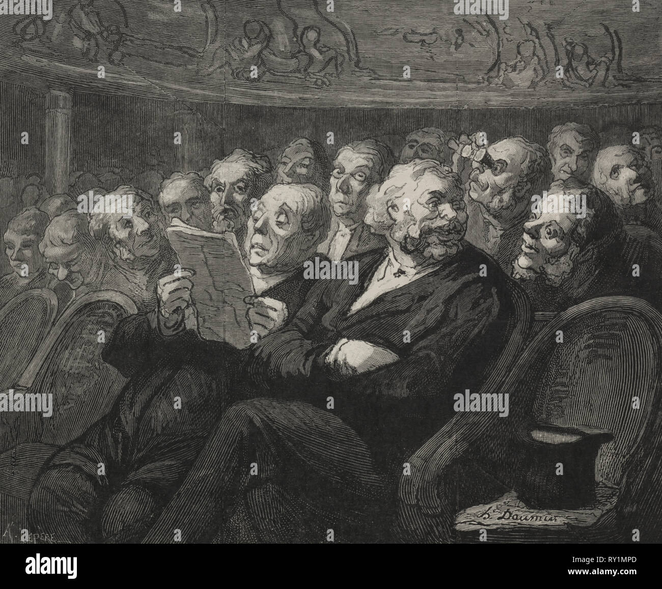 Le théâtre : la fosse d'orchestre. Honoré Daumier (Français, 1808-1879). La gravure sur bois Banque D'Images