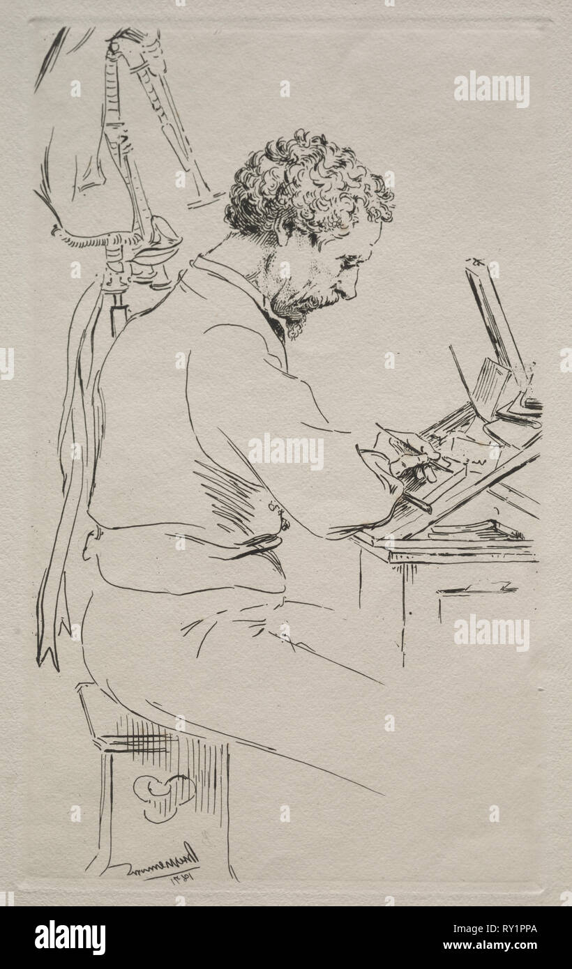 Reproduit dans la Gazette des Beaux-Arts en 1884 avec un article par Bracquemond : Charles Kean, 1871. Félix Bracquemond (Français, 1833-1914). Fiche technique : eau-forte, 22,7 x 17 cm (8 15/16 x 6 11/16 in.) ; plate : 22,4 x 13,6 cm (8 13/16 x 5 3/8 in. Banque D'Images