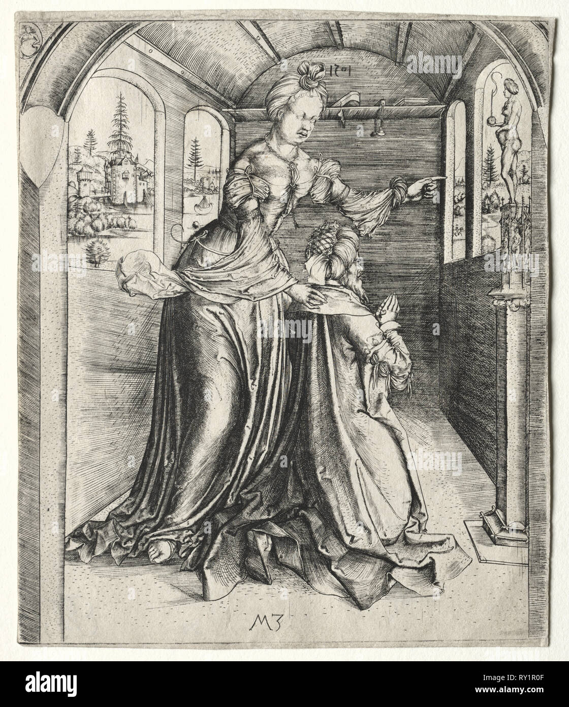 L'adoration des idoles, 1501 Salomon. Capitaine MZ (allemand). Gravure Banque D'Images