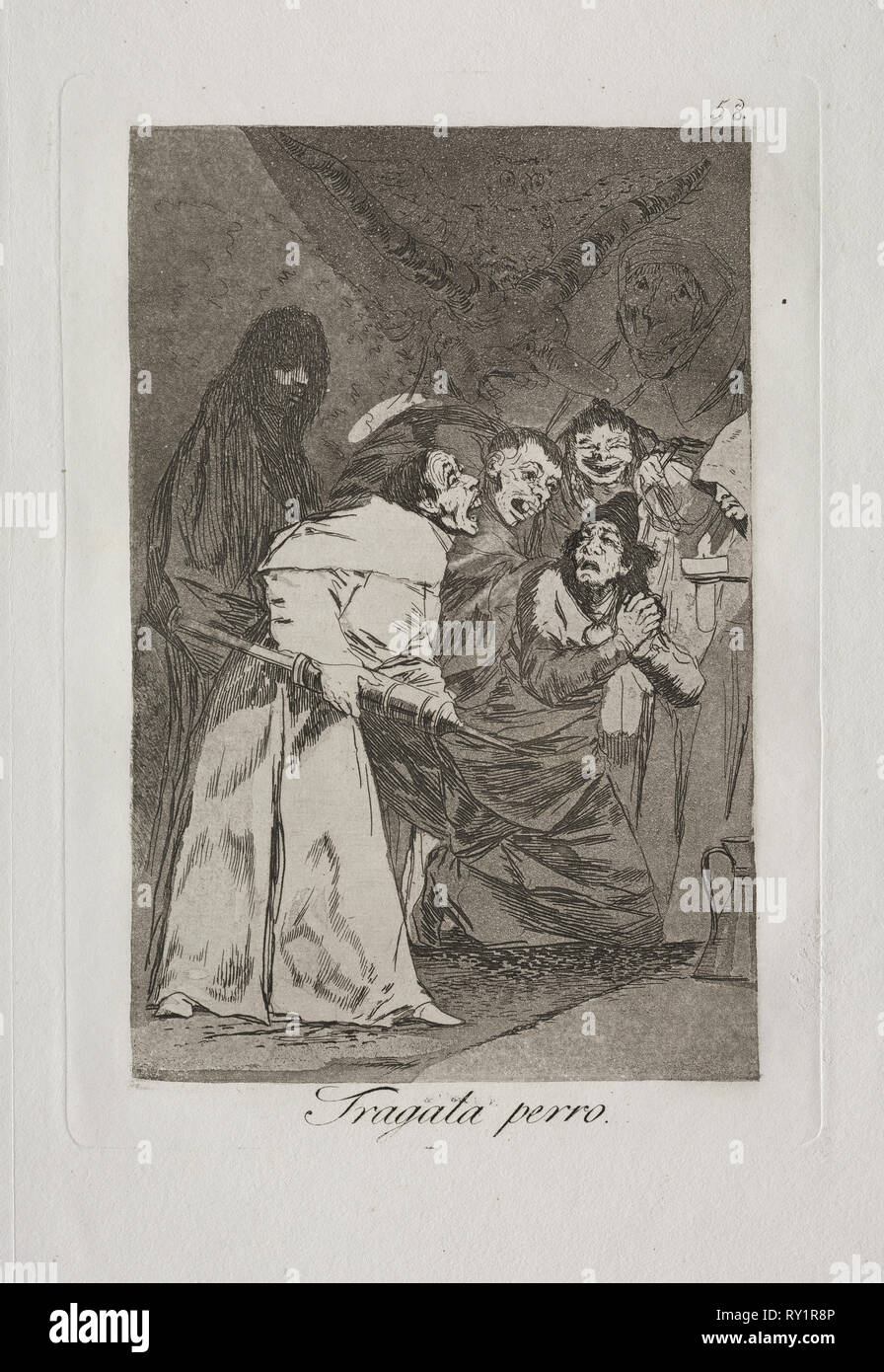 Caprichos : avaler, chien !. Francisco de Goya (Espagnol, 1746-1828). Eau-forte et aquatinte Banque D'Images
