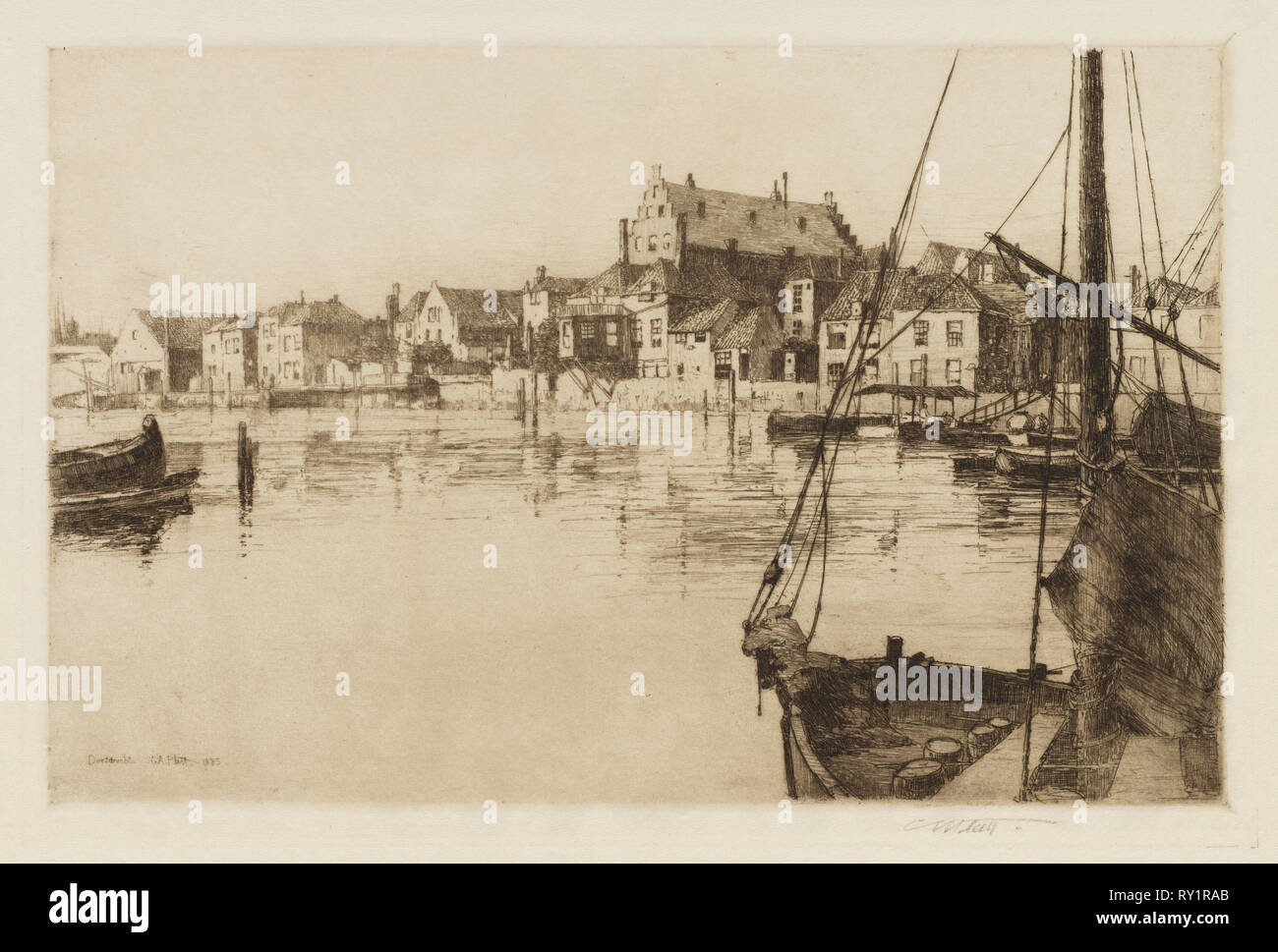 Dordrecht, 1885. Charles Adams Platt (Américain, 1861-1933). Eau-forte Banque D'Images