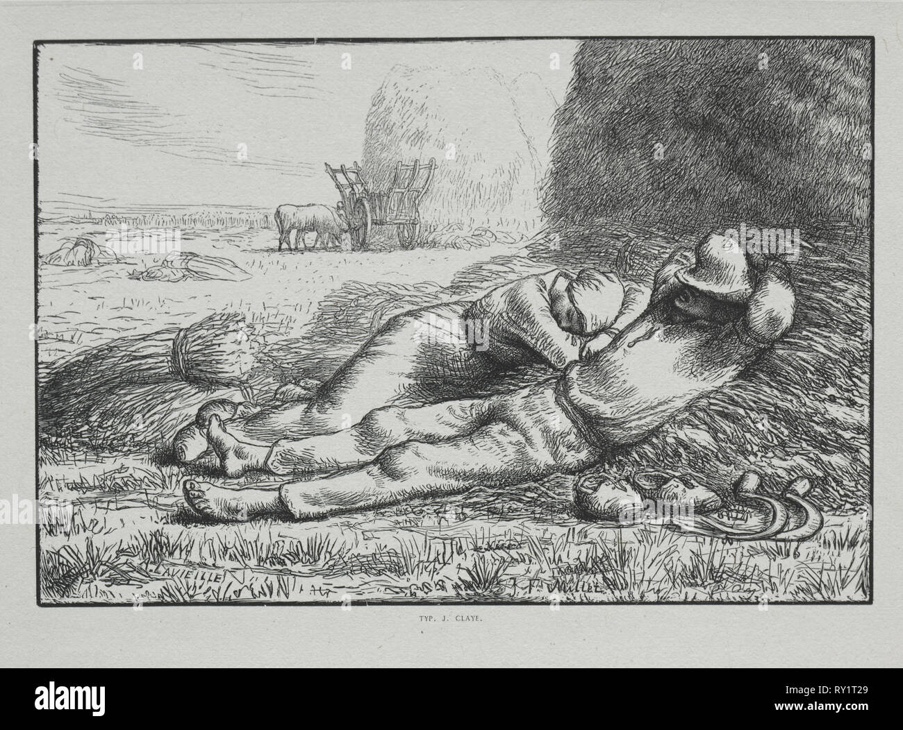 Quatre heures de la Journée : 12 h, 1860. Adrien Lavieille (Français, 1818-1862). La gravure sur bois Banque D'Images