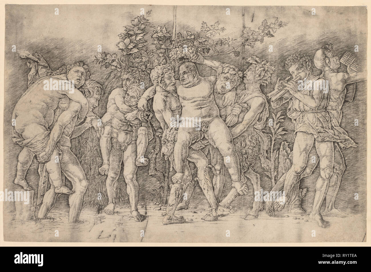 Bacchanal avec silène. Andrea Mantegna (italien, 1431-1506). Gravure Banque D'Images