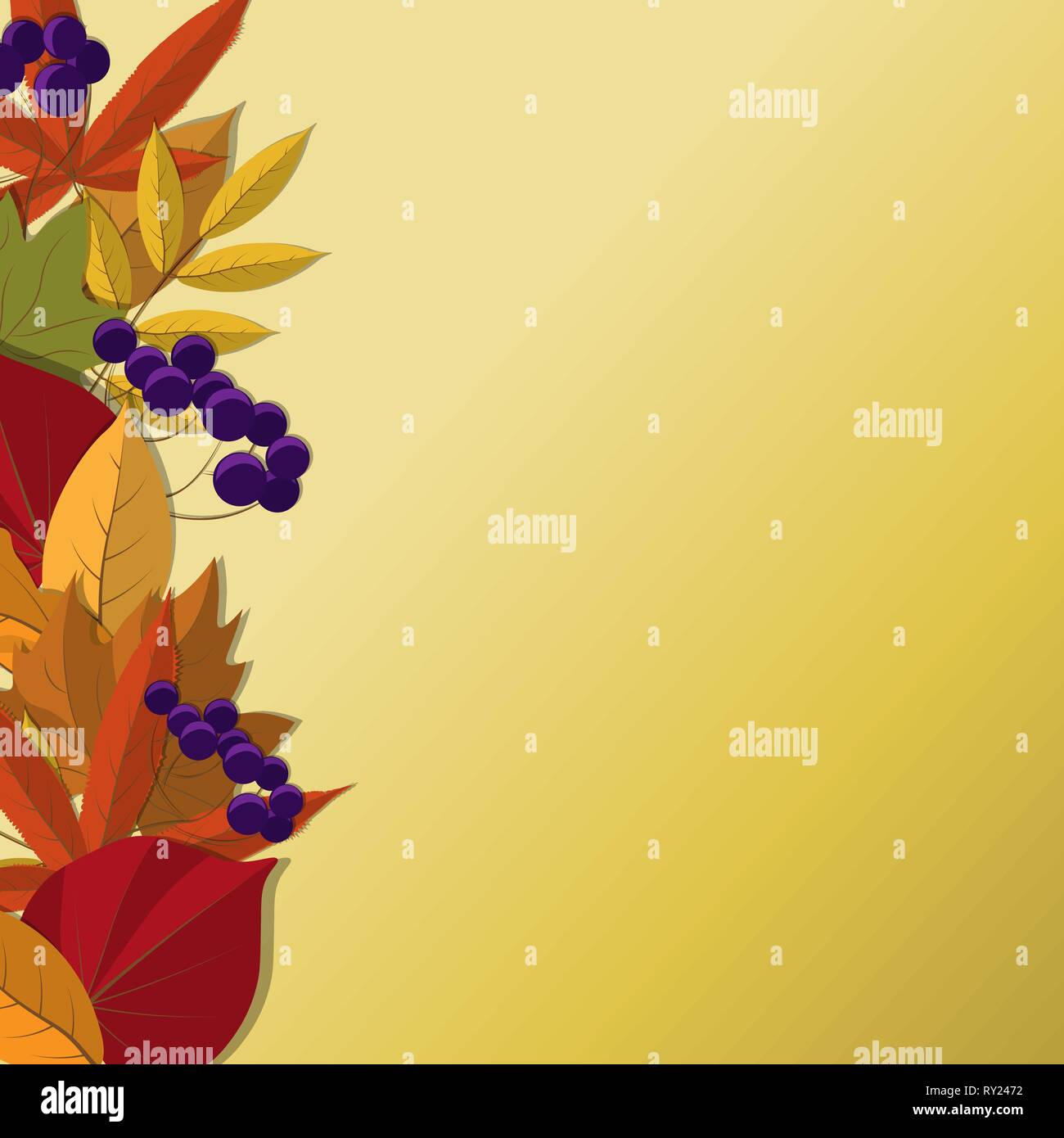 Vector background avec rouge, orange, marron et jaune tomber les feuilles d'automne. Illustration de Vecteur